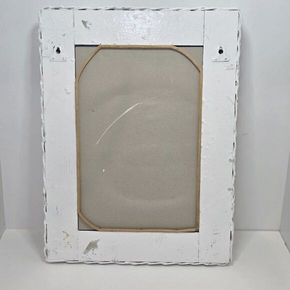 White Wicker Wall Mirror Coastal Cottage Farmhouse Boho Shabby Chic 18"x24" - Picture 8 of 14